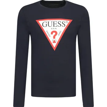 GUESS JEANS Tričko s dlouhým rukávem LS ORIGINAL LOGO | Barva:tmavě modrá | Velikost:S