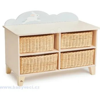 Dětský stůl Dřevěná skříňka se zajíčkem Tender Leaf Toys se 4 odkládacími koši