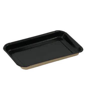 Jednorázové nádobí EcoPack Papírová podložní miska EKO 200/220x110/140x20 mm hnědo-černá bal/50 ks