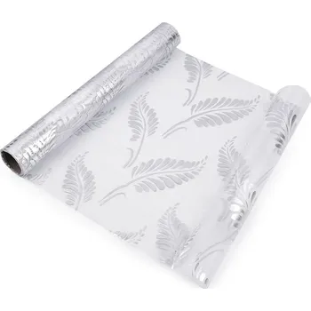 Výtvárné potřeby Organza s potiskem šíře 36 cm, barva 2 bílá stříbrná