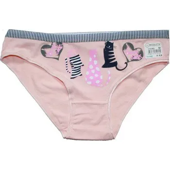 Kalhotky Dámské kalhotky do boků s potiskem kočičky 113363 RŮŽOVÉ