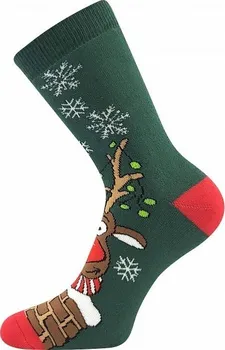 Pánské ponožky BOMA Vánoční ponožky se sobem Rudy zelené