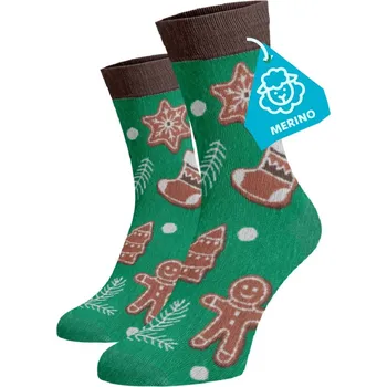 Dámské termo ponožky Hrubé hřejivé ponožky MERINO Perníčky Vlna (Merino) 35-38
