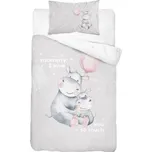 DETEXPOL Bambusové povlečení do postýlky Hroch Love grey 100-135, 40-60 > varianta 03