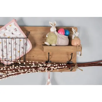 Bytová dekorace Dekorace králík s fialkovým pytlem jako květináček - 15*7*14 cm