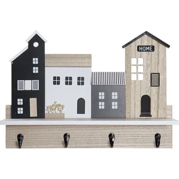 Věšák DKD Home Decor Domečky věšák s poličkou