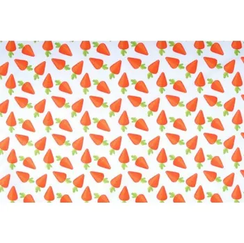 Impregnovaná látka kočárkovina, mrkvičky na bílé, látka, metráž