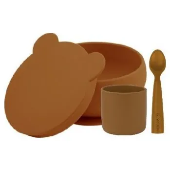 dětská jídelní sada Minikoioi set na stolování BLW I - Woody Brown