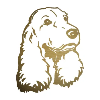 Polep vozidla SAMOLEPKA Pes 181 pravá kokršpaněl (64 - škrábaný kov zlatý) NA AUTO, NÁLEPKA, FÓLIE, POLEP, TUNING, VLASTNÍ TEXT, TISK, AUTOSAMOLEPKY.cz, POLEPY, OBRÁZEK, LOGO, SAMOLEPKY