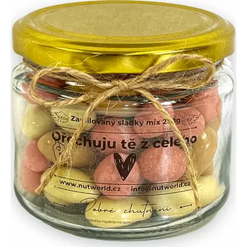 Nutworld.cz Zamilovaná ořechová směs ve skle sladká 200g - Ořechuju Tě