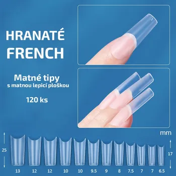 Umělé nehty Koskoe Hranaté french - matné tipy na nehty; 120 ks