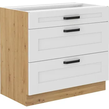 Kuchyňská skříňka Spodní skříňka se šuplíky PREMIUM LUNA artisan/bílá matná MDF 80 D 3S BB