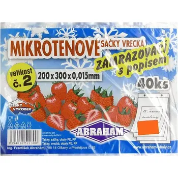 Sáček na potraviny ABRAHAM Mikrotenové sáčky zamrazovací s popisem 20x30 cm, 40ks odtrhávací v bloku, extra silné