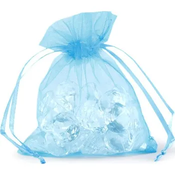 Svatební dekorace Dárkový pytlík 9x11 cm organza 10ks Barva: sv. modrá