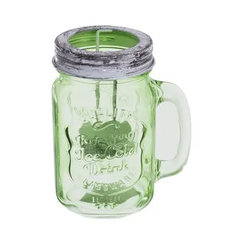 Svícen Svícen sklo STRAW zelený 11x8x14 cm