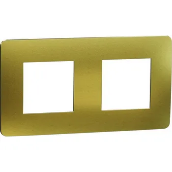 vypínač Unica Studio Metal NU280459M Rámeček dvojnásobný, Gold/Bílý, Schneider Electric