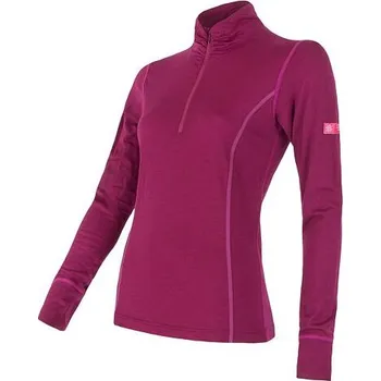 Dámské oblečení SENSOR MERINO ACTIVE dámské triko dl.rukáv stoják zip lilla Velikost: XL