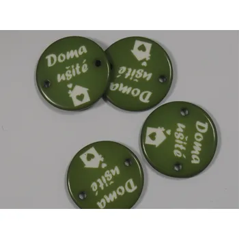 Textilní nažehlovací páska Štítek doma ušito Barva: Zelený