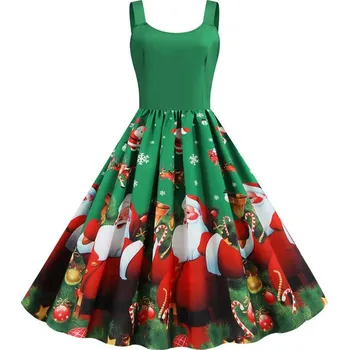 Dámské šaty Originální vintážní šaty s vánočním potiskem Velikost: L, Barva (Varianta): 1441-002