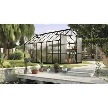 Skleník Skleník Vitavia Uranus 11500 polykarbonát 6 mm 257 x 445 cm černý vč. základového rámu