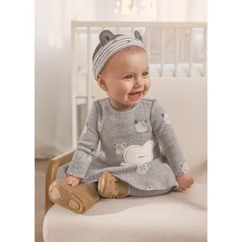 Kojenecké šaty Mayoral Šaty s čelenkou 2811 šedé Rozměr: 18 měsíců, 86 cm