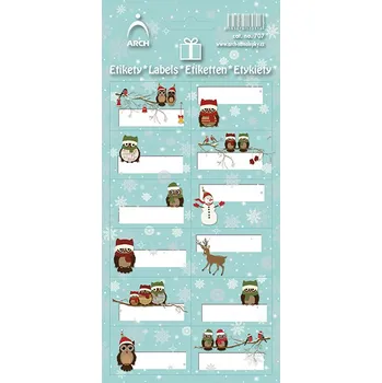 Obálka Vánoční etikety - sovičky a vločky 11x23,5cm 707