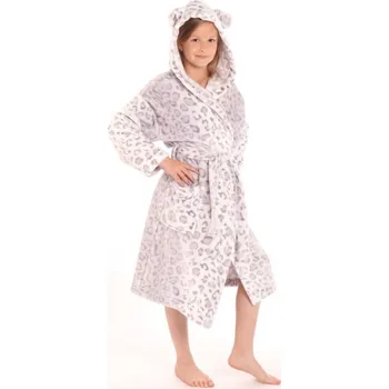 Dětská móda Dětský župan s kapucí Vestis Irbis Leopard Barva: ŠEDÁ 9101 sněžný leopard, Velikost: 128