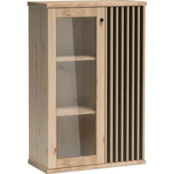 Komoda Vitrína 2D BARBUS dub artisan/černá