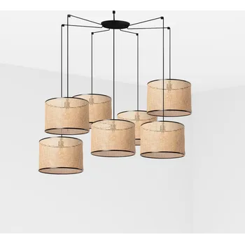 FARO MAMBO závěsné svítidlo, černá/ratan, pr.450 7L