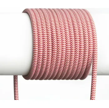 elektrický kabel RENDL FIT 3X0,75 1bm textilní kabel červená/bílá R12227
