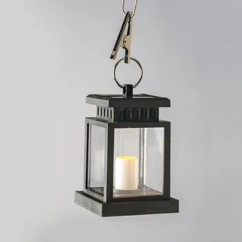 Venkovní osvětlení ACA Lighting černá solární plastová svítilna + bílá svíčka 1 WW LED na baterie nabíjecí IP44 D8.8x12.7cm X1311308