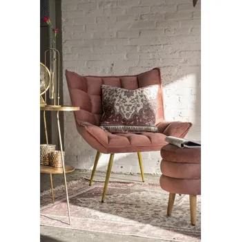 Povlak na dekorativní polštářek Růžový režný bavlněný povlak na polštář s ornamenty - 50*50 cm