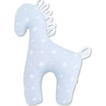 Bavlněný dekorační polštářek Koník Baby Nellys, kárko bílé v modré