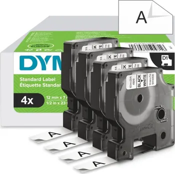 Pásek do tiskárny Páska Dymo D1, 12mm (45013) bílá, černý tisk, 7m - 4ks