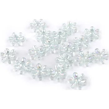 Korálek Plastové korálky s AB efektem 340448 - květ 17mm mint