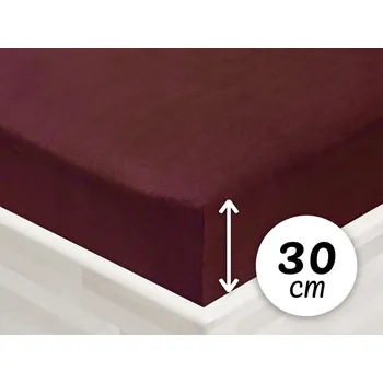 Prostěradlo Jersey napínací prostěradlo na vysokou matraci JR-011 Bordó 180 x 200 - výška 30 cm
