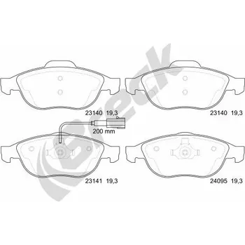Brzdová destička Sada brzdových destiček, kotoučová brzda BRECK 23141 00 701 10