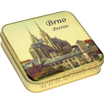 Dóza na potraviny BRNO PETROV zlatá plechová dóza 7414/40 katedrála sv. Petra a Pavla