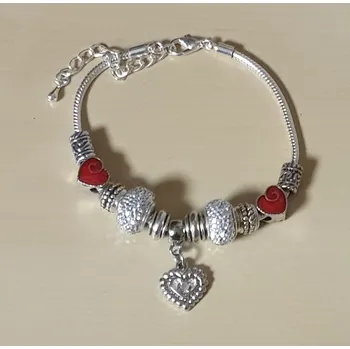 Náramek Náramek hadí ve stylu PANDORA - Valentýn - srdíčka/crystal (délka 21cm)