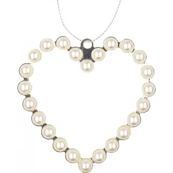 Srdce kovové závěsné s perlami 9 cm