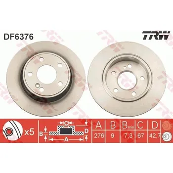 Brzdový kotouč Brzdový kotouč TRW DF6376