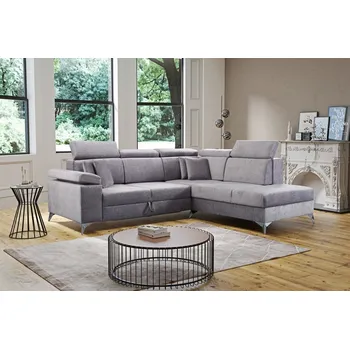 Sedací souprava Sedačka BRICO, potahový materiál: VOGUE 14 sv. šedá, nohy: chromované, roh: pravý