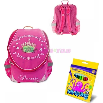 Školní batoh Batoh ergonomický Princess + Fixy Uni line 12 ks ZDARMA