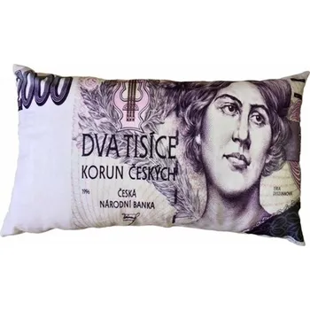 Polštář Numberoplus Dekorační polštář bankovka 2000 Kč 35x60 cm