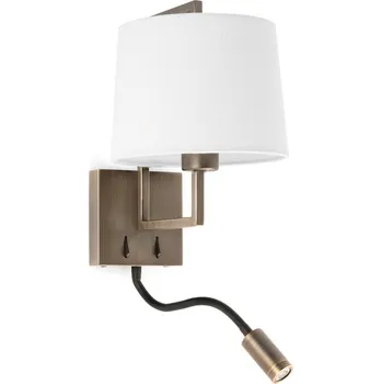 Nástěnné svítidlo FARO FRAME nástěnná lampa, starozlatá/bílá, se čtecí lampičkou