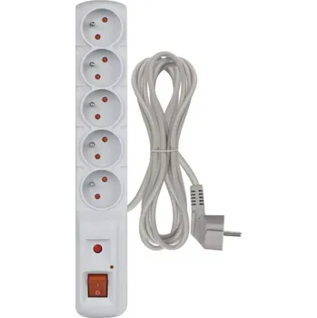 EMOS, Prodlužovací kabel se zásuvkami 5x230V , 3x1,0mm , 3m šedý (s přepěťovou ochranou)