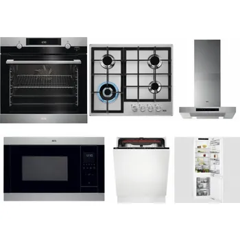 Set domácích spotřebičů AEG Mastery SteamBake BCK455350M + AEG Mastery StepPower HGB64420SM + AEG Mastery DBB5660HM + AEG Mastery MSB2547D-M + AEG Mastery MaxiFlex FSB53927Z + AEG Mastery FlexiShelf SCE818D3LC