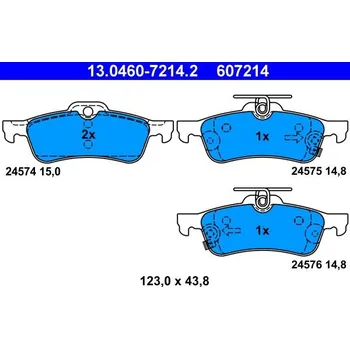 Brzdová destička Sada brzdových destiček, kotoučová brzda ATE 13.0460-7214.2