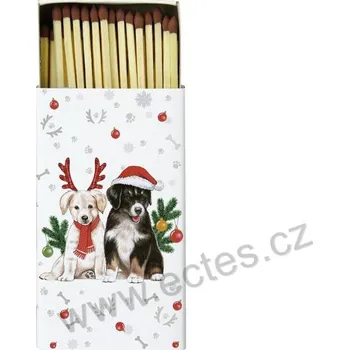 Svíčka IHR DOG MAS dlouhé krbové zápalky vánoční pejsci a větvičky jehličí 45 ks