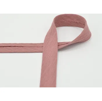 Šikmý proužek mušelínový, zažehlený, starorůžový, 20mm
